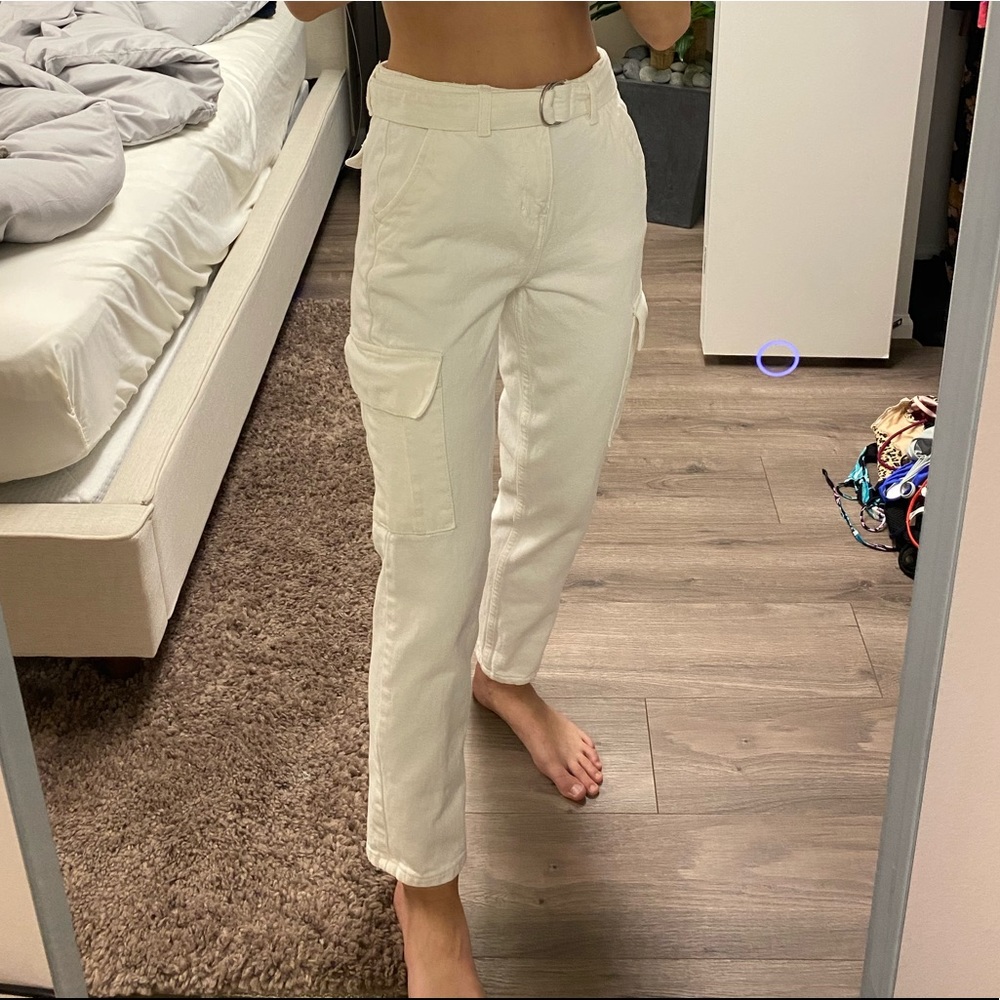 PacSun Cream Cargo High-Rise Jeans